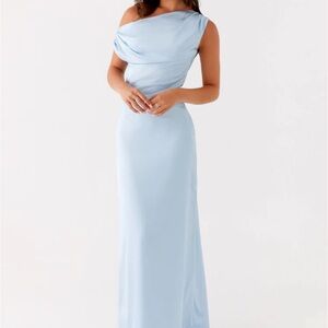 Peppermayo Exclusive - Heart Of Glass Satin Maxi Dress - Blue